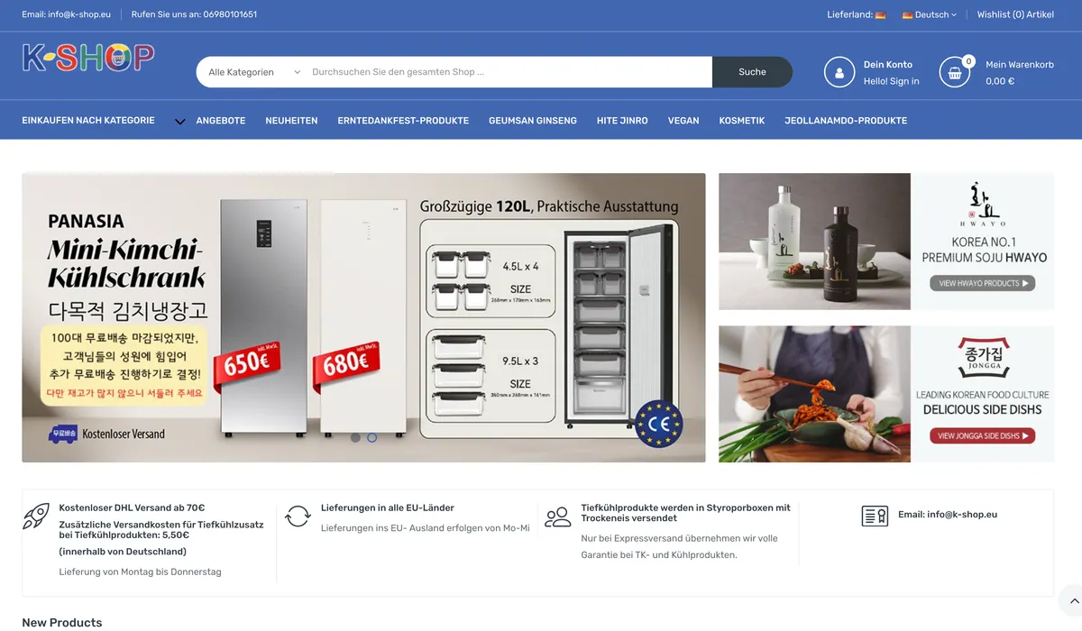 Koreanische asiatische Lebensmittel Online (케이샵)